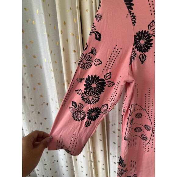 Clint Honolulu Asian Hawaiian Inspired Floral Crew Neck Quarter Sleeve Top XS - Picture 4 of 6